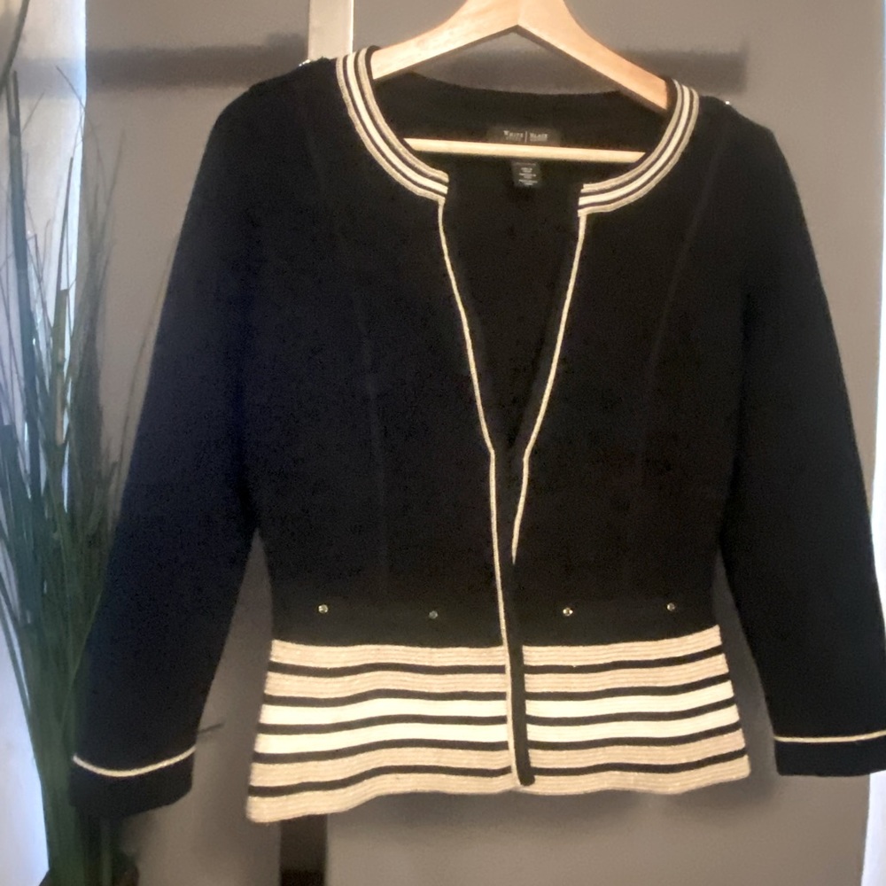 White House Black Market Peplum Striped Cardigan Jacket XS